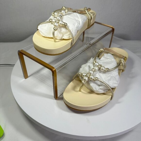 Stuart Weitzman Sandals Womens Size 9 Pearl Knot Demi Wedge Thong - Picture 5 of 14